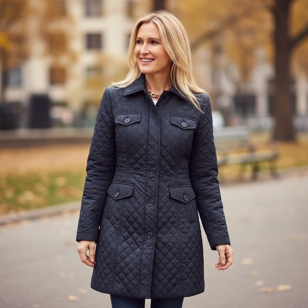 Express Black Quilted Trench Coat Button Front Long Jacket Womens Size‎ 4